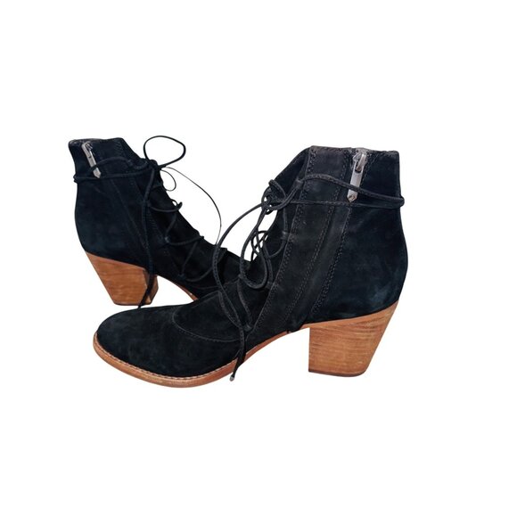 Sam Edelman Millard Lace-Up Boots Black Suede Ankle Bootie 10 Boho Cottage Core - Picture 7 of 14